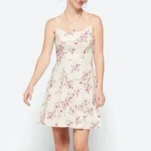 NWT Nine Britton Lesley Strappy Knit Mini Dress Floral Summer Cream Pink Sz MP​